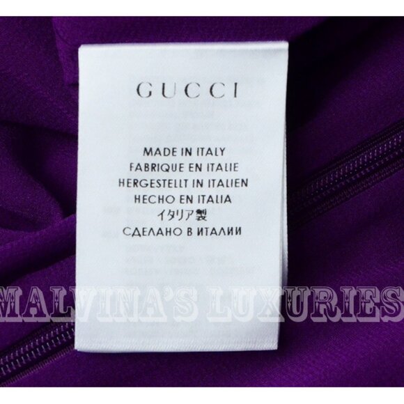 GUCCI DRESS PURPLE VIOLET CREPE DE CHINE LONG SLEEVES - Picture 12 of 13